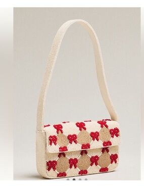 Anthropologie Fiona Shoulder Bag with Red Beaded Bows